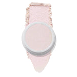 ColourPop Monster Super Shock Highlighter shown in an open white pot with a broad smear swatch behind it, revealing a silky pale pink, iridescent pearl glow, isolated on a clean white background.