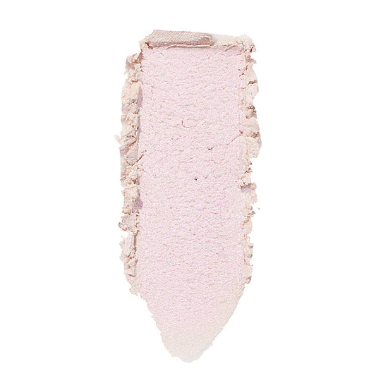 ColourPop Monster Super Shock Highlighter swatched in a single vertical swipe, revealing a pale pink, pearly shimmer with soft, crushed edges and a creamy powder texture on a white background.