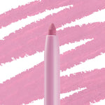 ColourPop Crème Gel Liner in Amethyst Hour stands upright, its rounded tip exposed in a pastel pink barrel, set against bold diagonal swatches of the soft amethyst‑lilac shade.