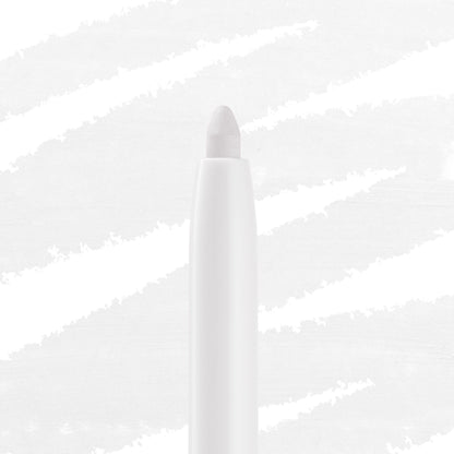 White twist-up eyeliner tip extends from a sleek white barrel, ColourPop Crème Gel Liner in Exit shade, shown close-up against a light streaked background.