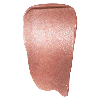 ColourPop Liquid Blush City Walk swatch spreads in a thick, even swipe, revealing a rosy nude pink with subtle shimmer and a dewy sheen, isolated on a white background to showcase texture and color payoff.